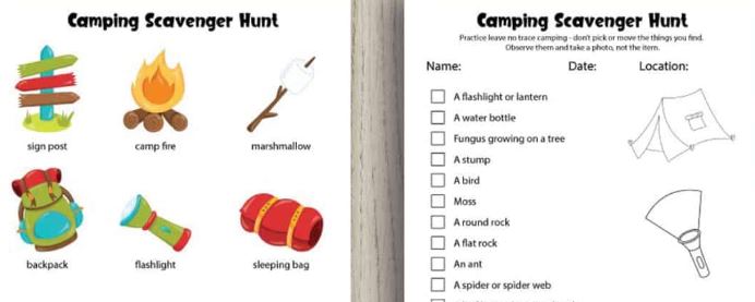 Camping Scavenger Hunt - Fun Activities with Kids