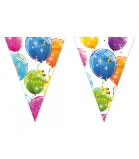 1 triangle flag banner sparkling balloons