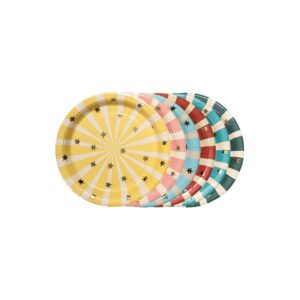 6 Circus Stripes Plates, 18x18 cm, mix