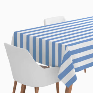 Waterproof Folded Tablecloth 120x180cm Blue and White Stripes